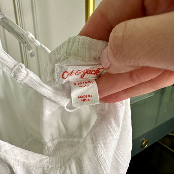 Boho Eyelet 100% Cotton Girls Maxi Dress 6/6X Adjustable Spaghetti Straps Lined - Picture 6 of 9